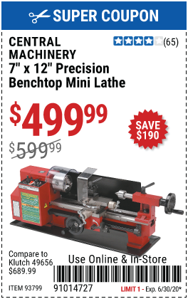 7 in. x 12 in. Precision Benchtop Mini Lathe