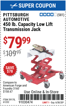 450 lbs. Low Lift Transmission Jack