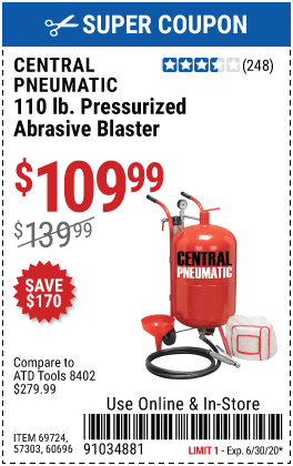 110 lb. Pressurized Abrasive Blaster