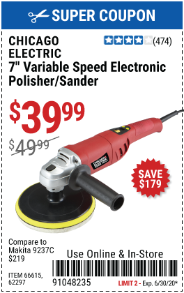 7 in. 10 Amp Heavy Duty Digital Variable Speed Polisher