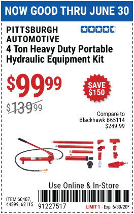 4 Ton Heavy Duty Portable Hydraulic Equipment Kit