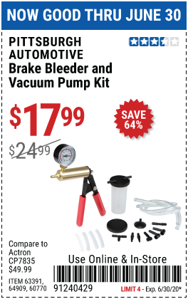 Brake Bleeder and Vacuum Pump Kit