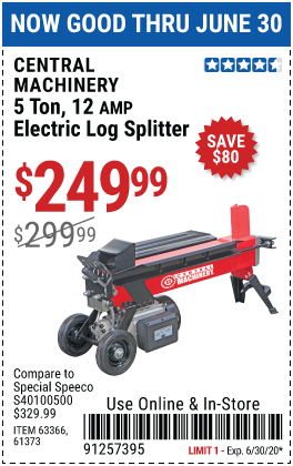 5 ton 12 Amp Electric Log Splitter