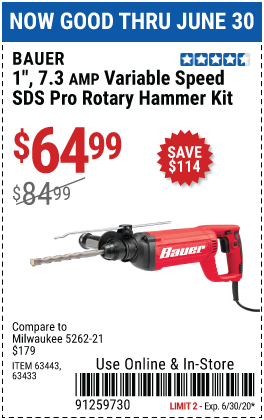 1 in. SDS Plus Type Variable Speed Pro Rotary Hammer Kit