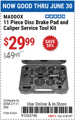 Disc Brake Pad and Caliper Service Tool Kit 11 Pc.