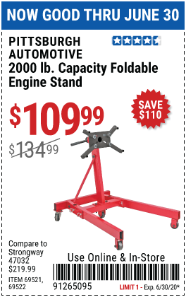 2000 lbs. Capacity Foldable Engine Stand