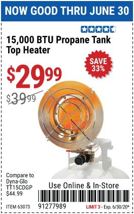 15,000 BTU Tank Top Propane Heater