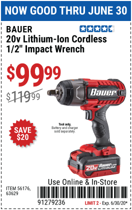 20V Hypermax™ Lithium-Ion Cordless 1/2 in. Impact Wrench - Tool Only