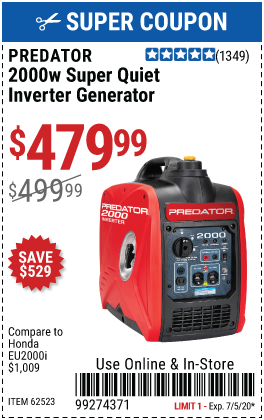 2000 Watt Super Quiet Inverter Generator