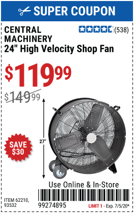 24 in. High Velocity Shop Fan