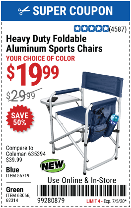 Foldable Aluminum Sports Chair - Blue