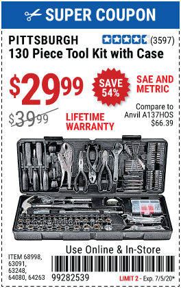 Tool Kit with Case, 130 Pc.