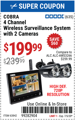 4 Channel Wireless Surveillance System with 2 Cameras