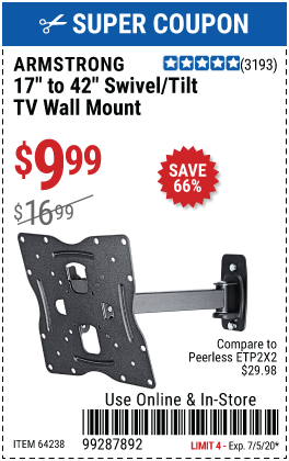 17 in. to 42 in. Swivel/Tilt TV Wall Mount - Small TV