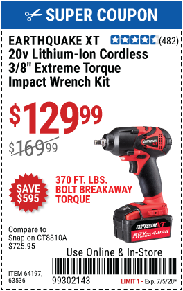 20V Max Lithium 3/8 In. Cordless Xtreme Torque Impact Wrench Kit