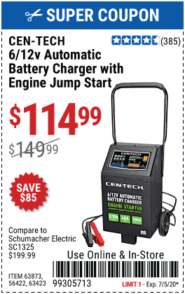 2/10/40/200A 6/12v Automatic Battery Charger with Engine Jump Start