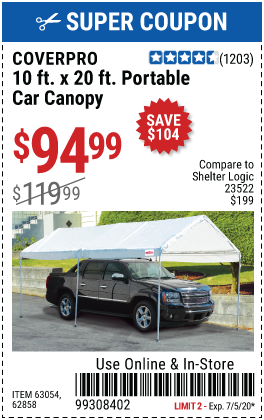 10 Ft. x 20 Ft. Portable Car Canopy