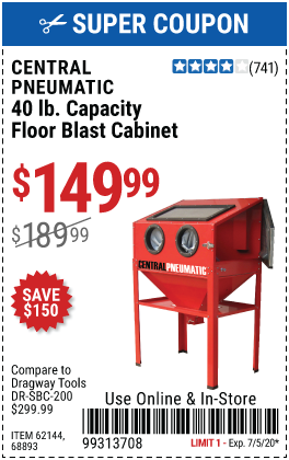 40 Lb. Capacity Floor Blast Cabinet