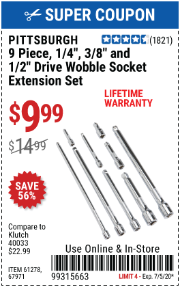 Wobble Socket Extension Set, 9 Pc.