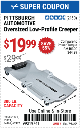 40 in. 300 lb. Capacity Low-Profile Creeper