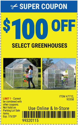 $100 off Select Greenhouse (2 skus only)