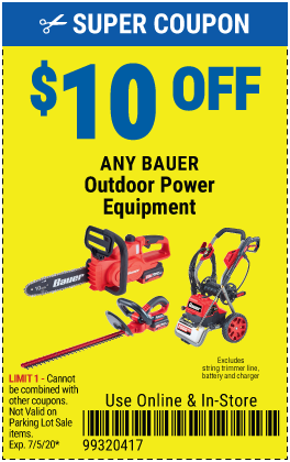 $10 off Bauer Outdoor Power Equip (6skus)