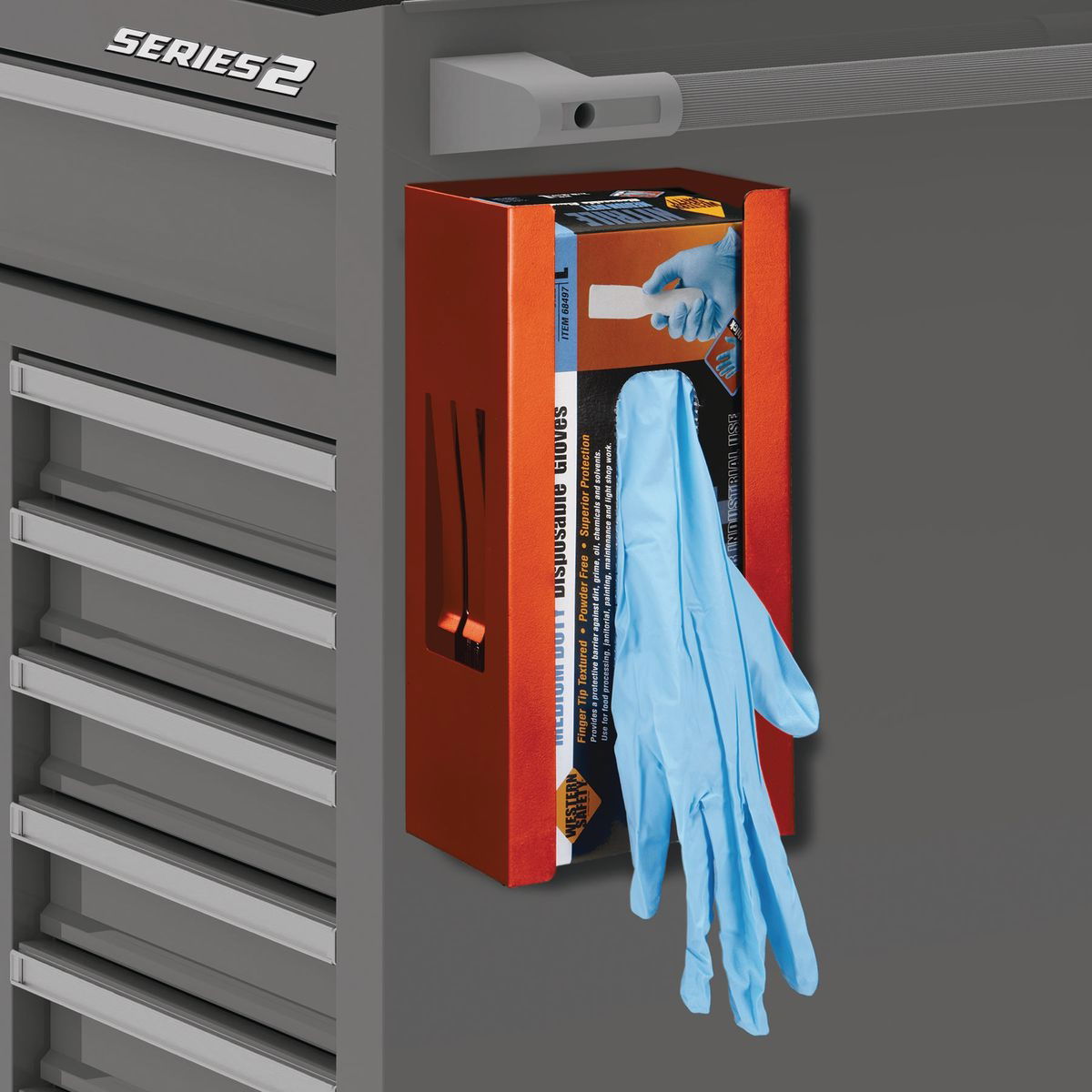 U.S. GENERAL Magnetic Glove/Tissue Dispenser - Orange - Item 56463