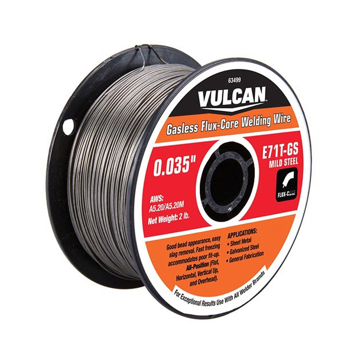 VULCAN 0.035 in. E71T-GS Flux Core Welding Wire 2.00 lb. Roll - Item 63499