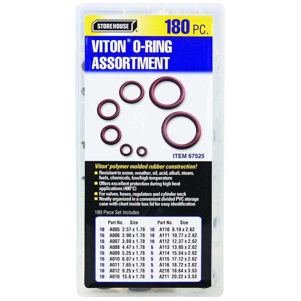 STOREHOUSE Viton O-Ring Kit 180 Pc. - Item 67525