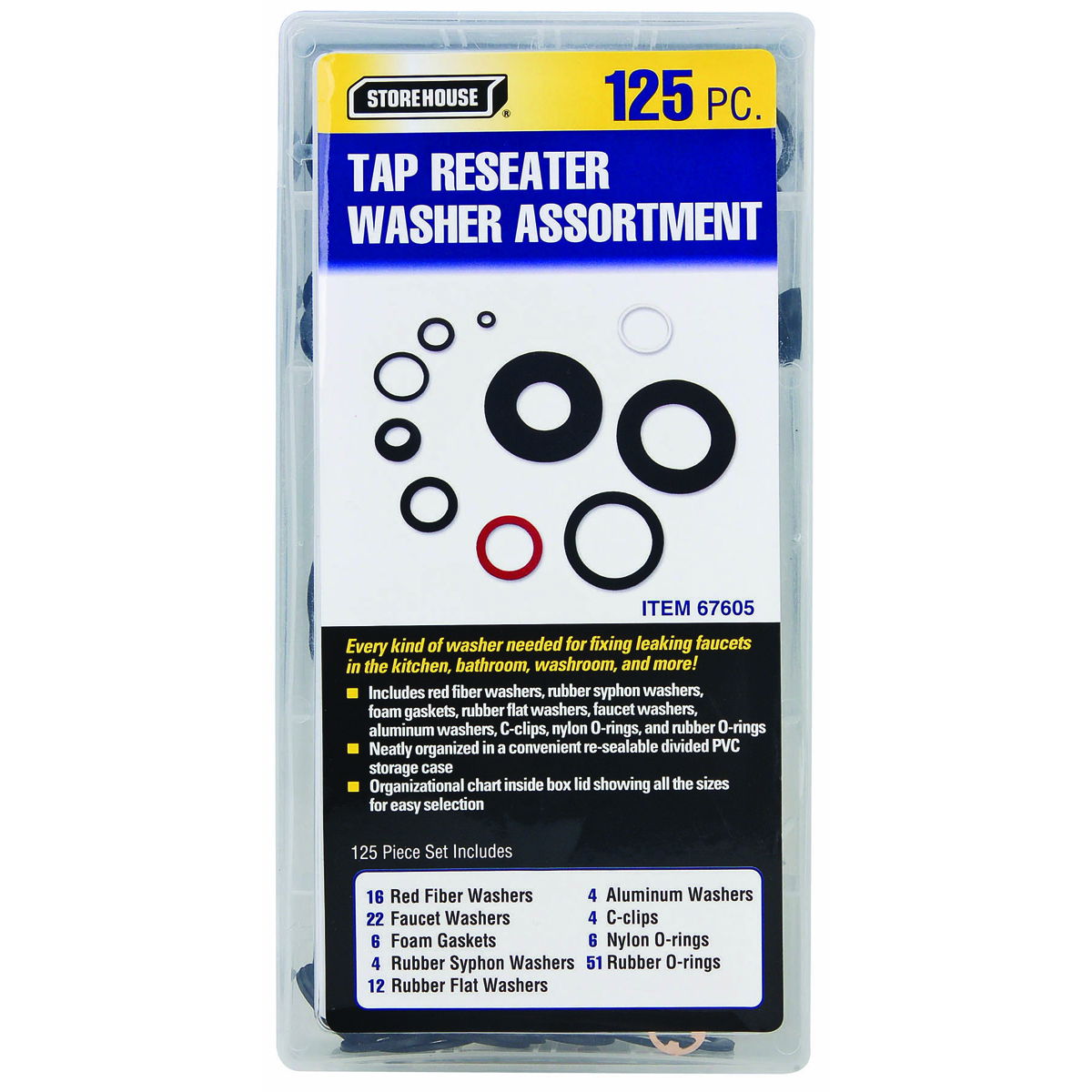 STOREHOUSE 125 Piece Tap Reseater Washer Assortment - Item 67605