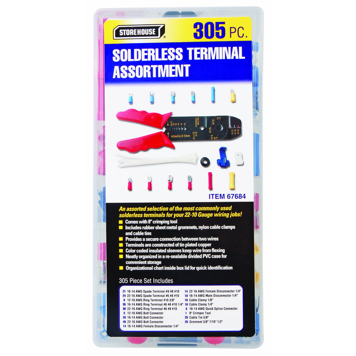 STOREHOUSE Solderless Terminal Kit 305 Pc. - Item 67684