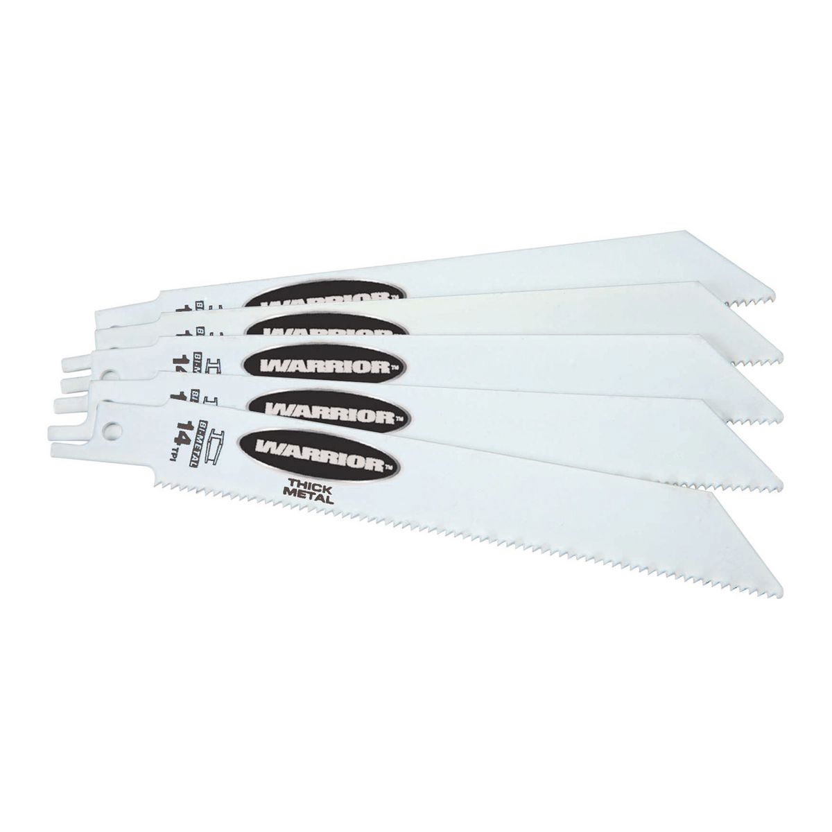 WARRIOR 6 in. 14 TPI Metal Cutting Bi-metal Reciprocating Saw Blades 5 Pk. - Item 68033 / 62128 / 68918