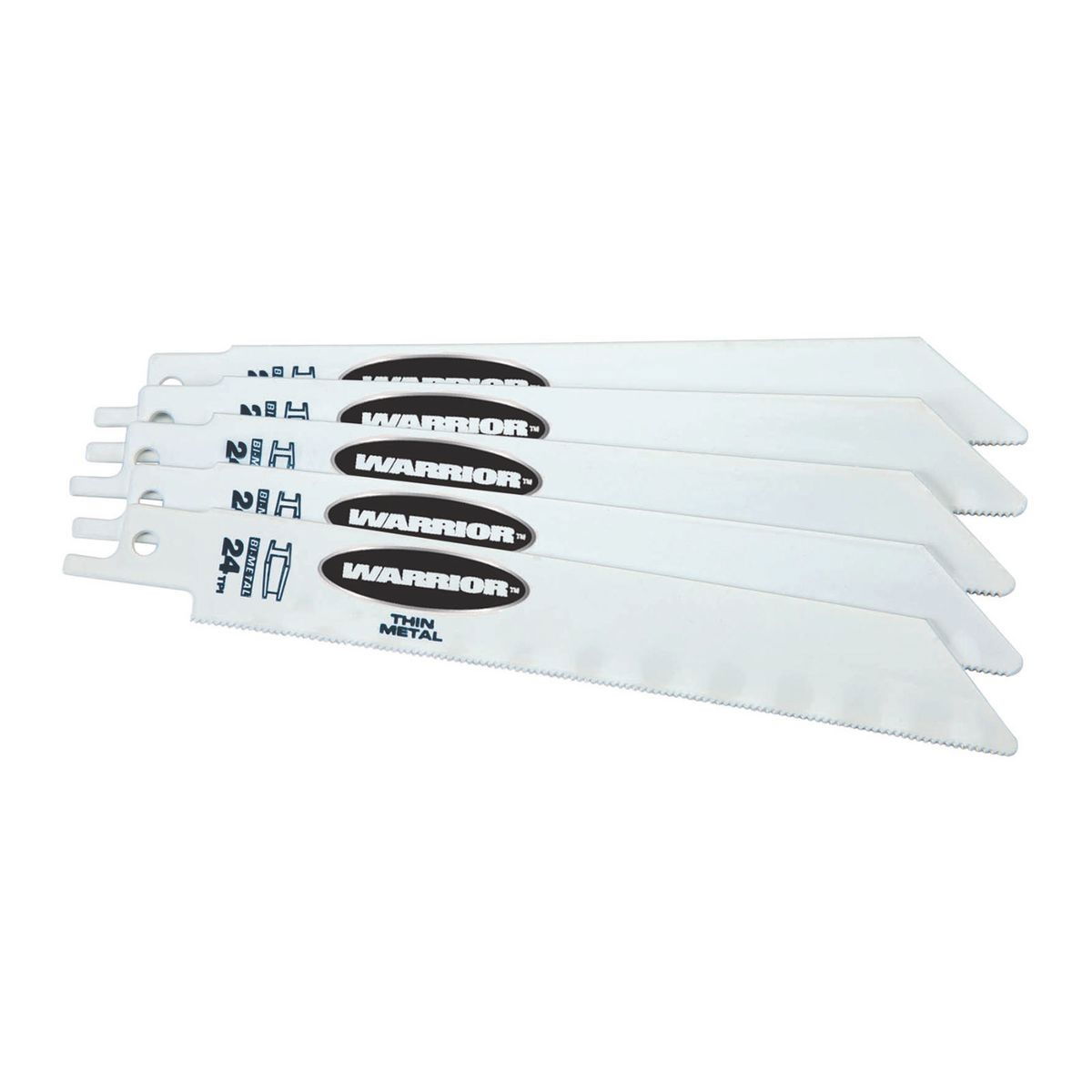 WARRIOR 6 in. 24 TPI Metal Cutting Bi-metal Reciprocating Saw Blades 5 Pk. - Item 68035 / 68919