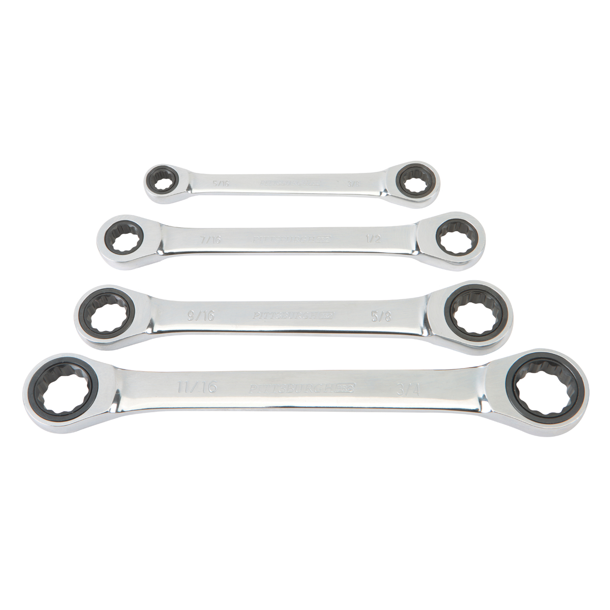 PITTSBURGH SAE Double Box End Ratcheting Wrench Set 4 Pc. - Item 68959 / 66456 / 95397