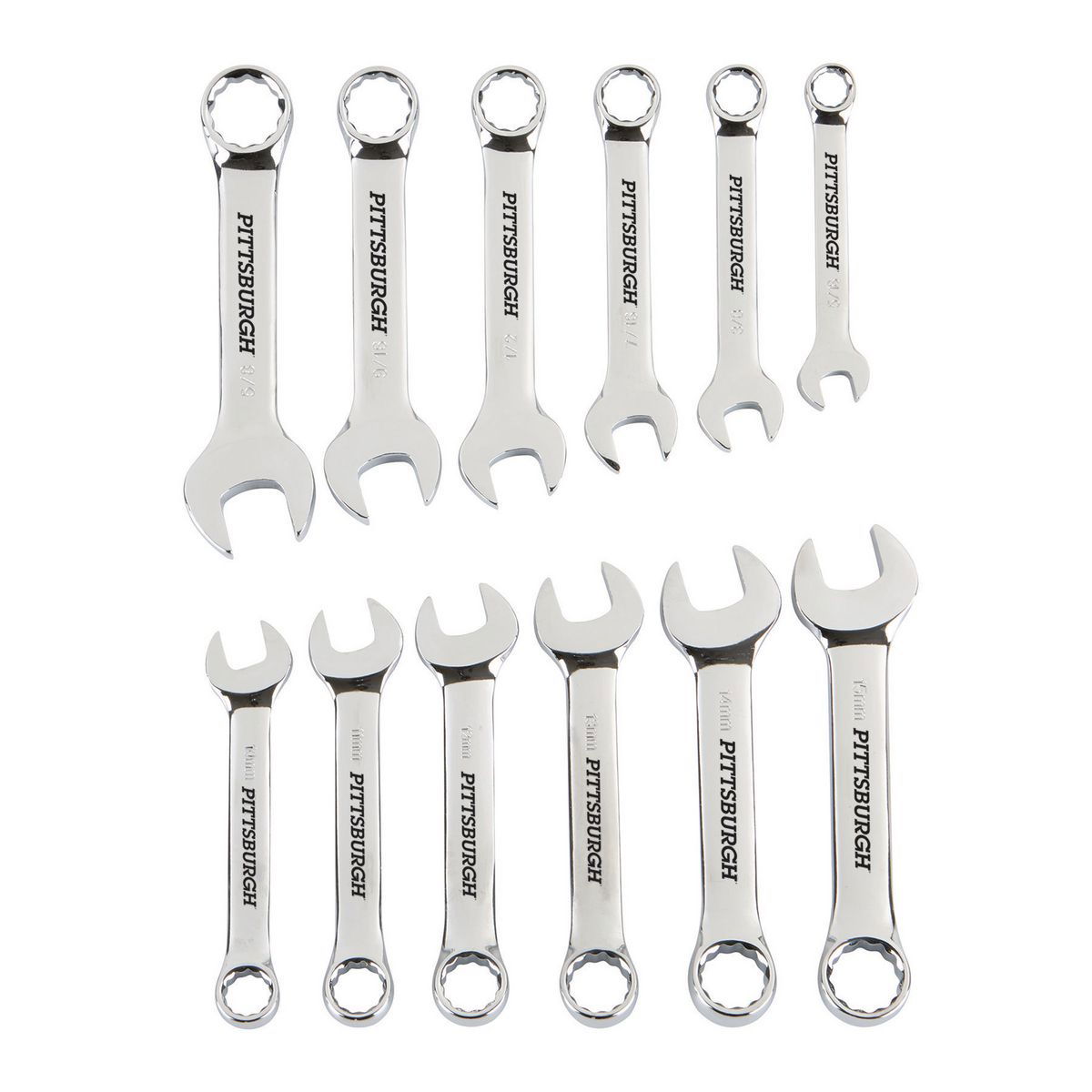 PITTSBURGH SAE & Metric Stubby Combination Wrench Set 12 Pc. - Item 97383 / 61395