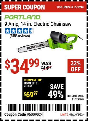 Harbor Freight Tools Recalls Chainsaws Due to Serious Injury