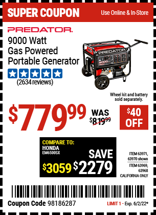 9000 Watt Gas Powered Portable Generator