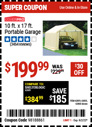 10 Ft. X 17 Ft. Portable Garage