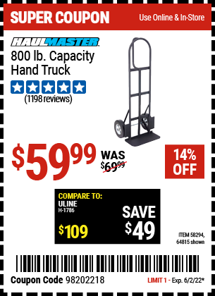 800 Lb. Capacity Hand Truck