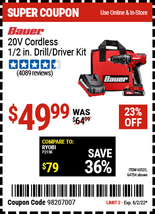 20V Cordless 1/2 In. Drill/Driver Kit