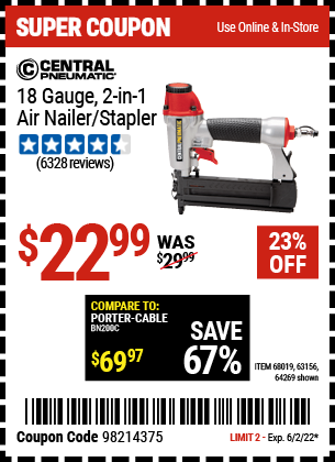 18 Gauge 2-In-1 Air Nailer/Stapler