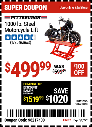 1000 Lb. Steel Motorcycle Lift