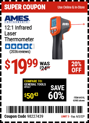 12:1 Infrared Laser Thermometer