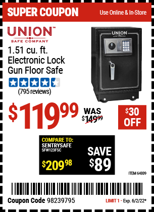 1.51 Cu. Ft. Electronic Lock Gun Floor Safe