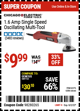 1.6 Amp Single Speed Oscillating Multi-Tool