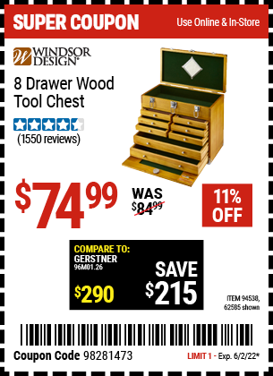 8 Drawer Wood Tool Chest