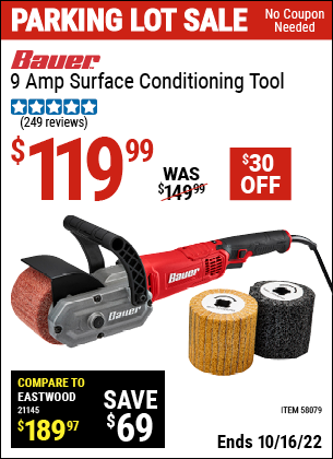 Buy the BAUER 9 Amp Surface Conditioning Tool (Item 58079) for $119.99, valid through 10/16/2022.