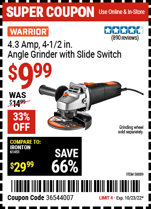 Buy the WARRIOR 4.3 Amp (Item 58089) for $9.99, valid through 10/23/2022.