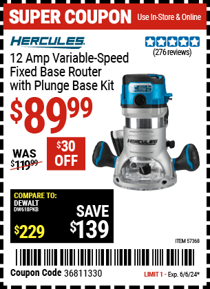 Buy the HERCULES 2-1/4 HP (Item 57368) for $89.99, valid through 6/6/24.