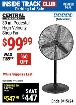 Inside Track Club members can buy the High-Velocity Shop Fans (Item 47755/61845) for $99.99, valid through 8/15/2024.